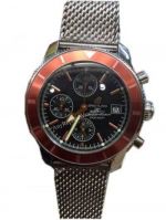 Replica Breitling Aeromarine Superocean Heritage Chronograph Stainless Steel Case Red Bezel Wrist Watch